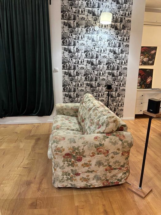 Sofa rozkładana styl IKEA EKTORP poduchy pierze materac nowy mechanizm