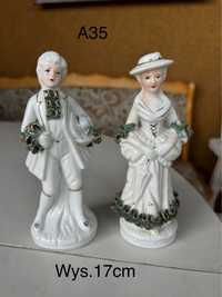 Figurki porcelanowe dama i dworzanin z koronką nr.A35