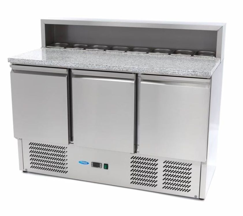 Frigorifico Saladette de Pizzas - 137 cm - 3 Portas - Adapta-se 8 x GN