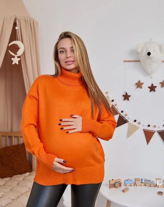 В’язаний светр для вагітних • розмір M • помаранчевий, теплий