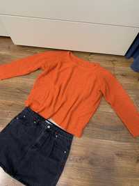 Женский зеленый оранжевый вязаный свитер жіночий светрик кофта