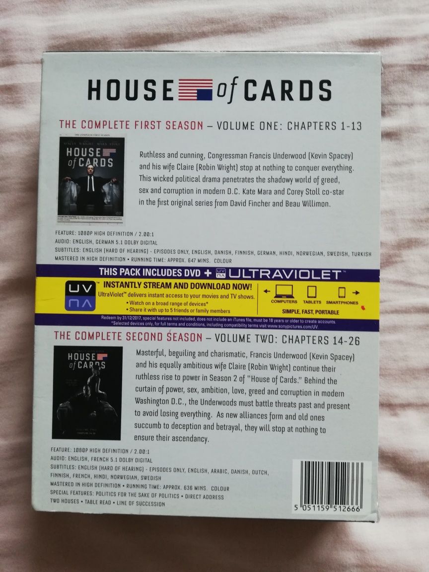 Série "House of Cards" - 1a e 2a temporada completas (portes grátis)