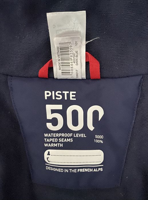 Granatowa sportowa kurtka śnieg  narty sanki Decathlon wedze 131 142
