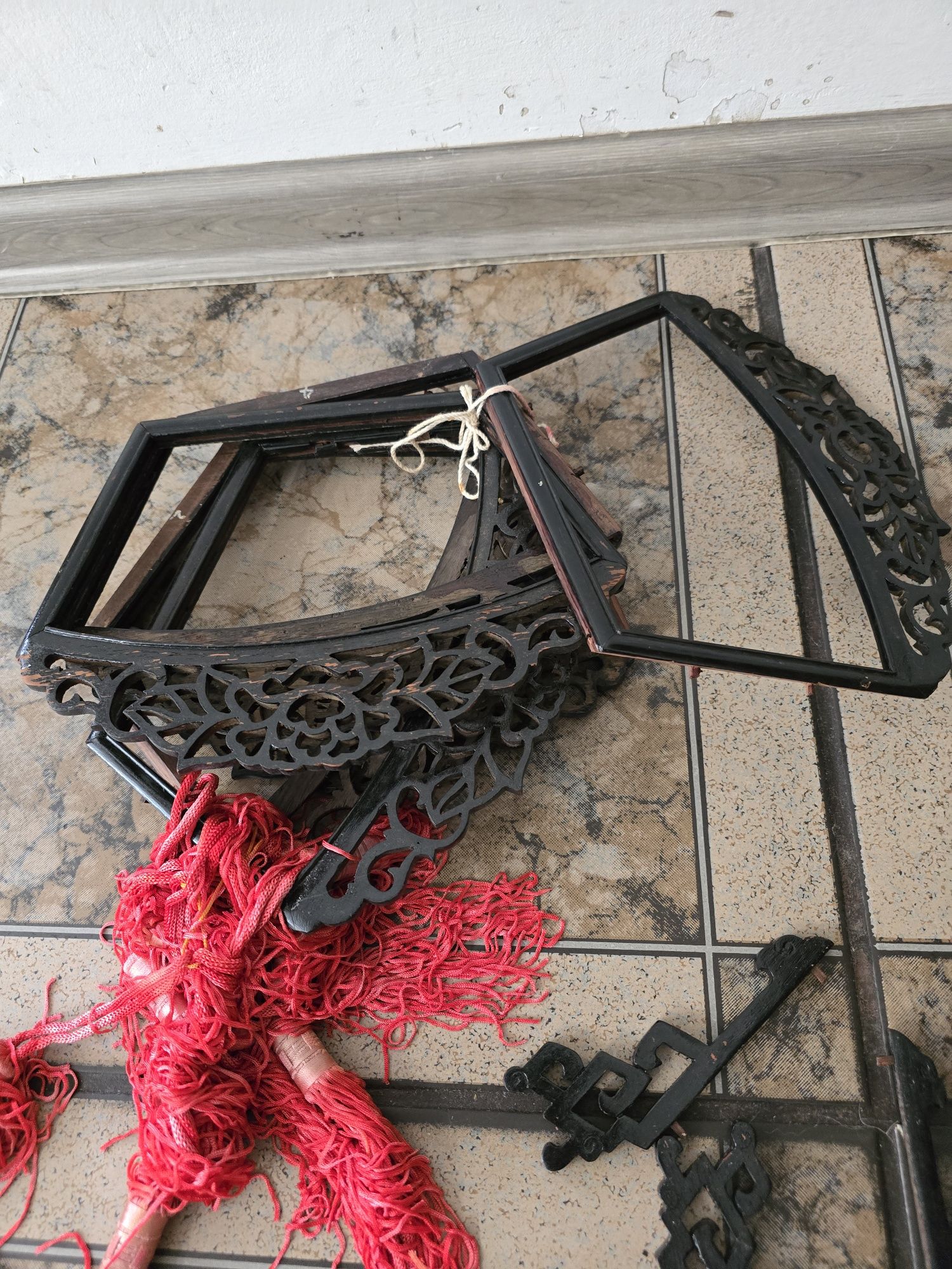 Lampa, lampion ozdobny chiński styl, kinkiet z drewna