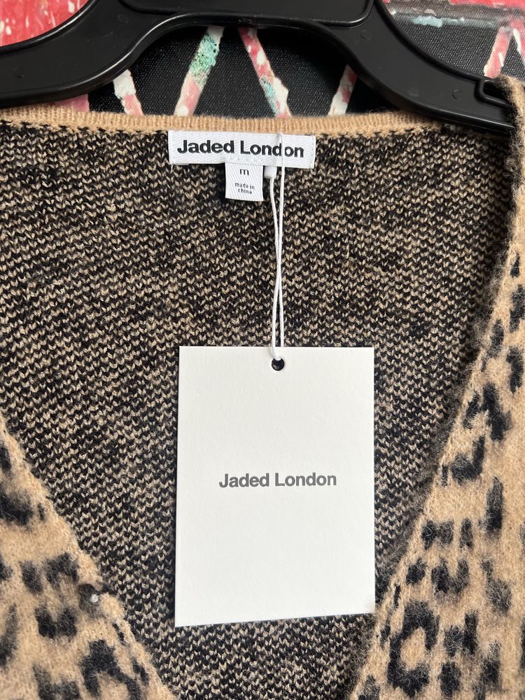 Uniseks panterkowy sweter kardigan Multi Leopard Cardigan Jaded London