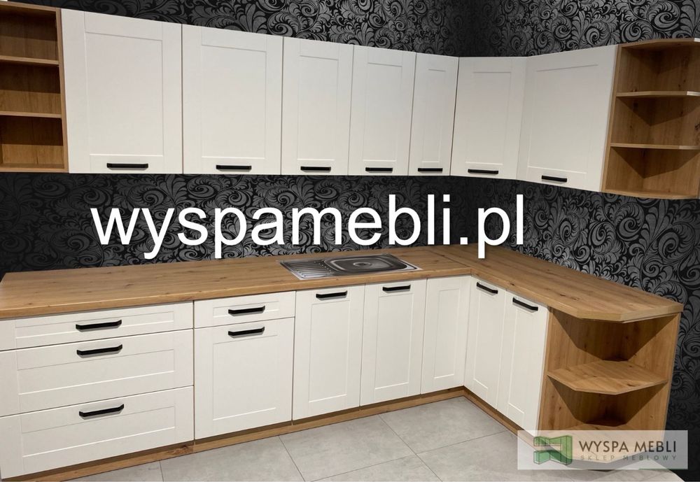 NOWY zestaw mebli kuchennych 340cm frezowane fronty mdf kuchnia wymiar