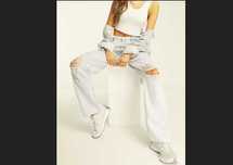 Dla Wysokiej BAGGY dziury 90s Y2K loose L XL w32 l34 y2k w33 w31 l32