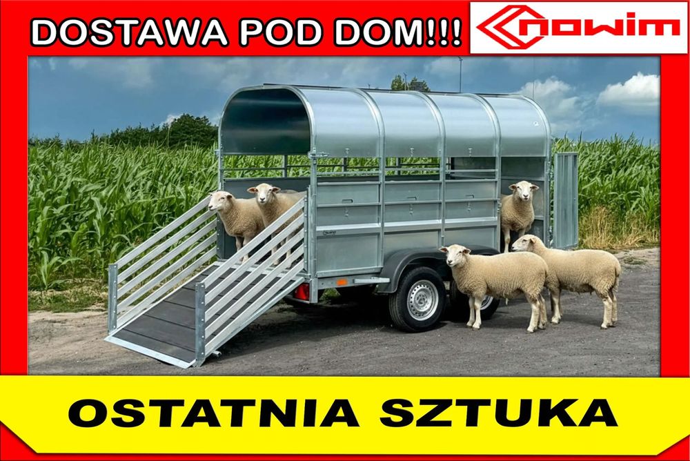 Nowim Przyczepa  Przyczepa do transportu zwierząt z trapem do bydła alpak cieląt świń