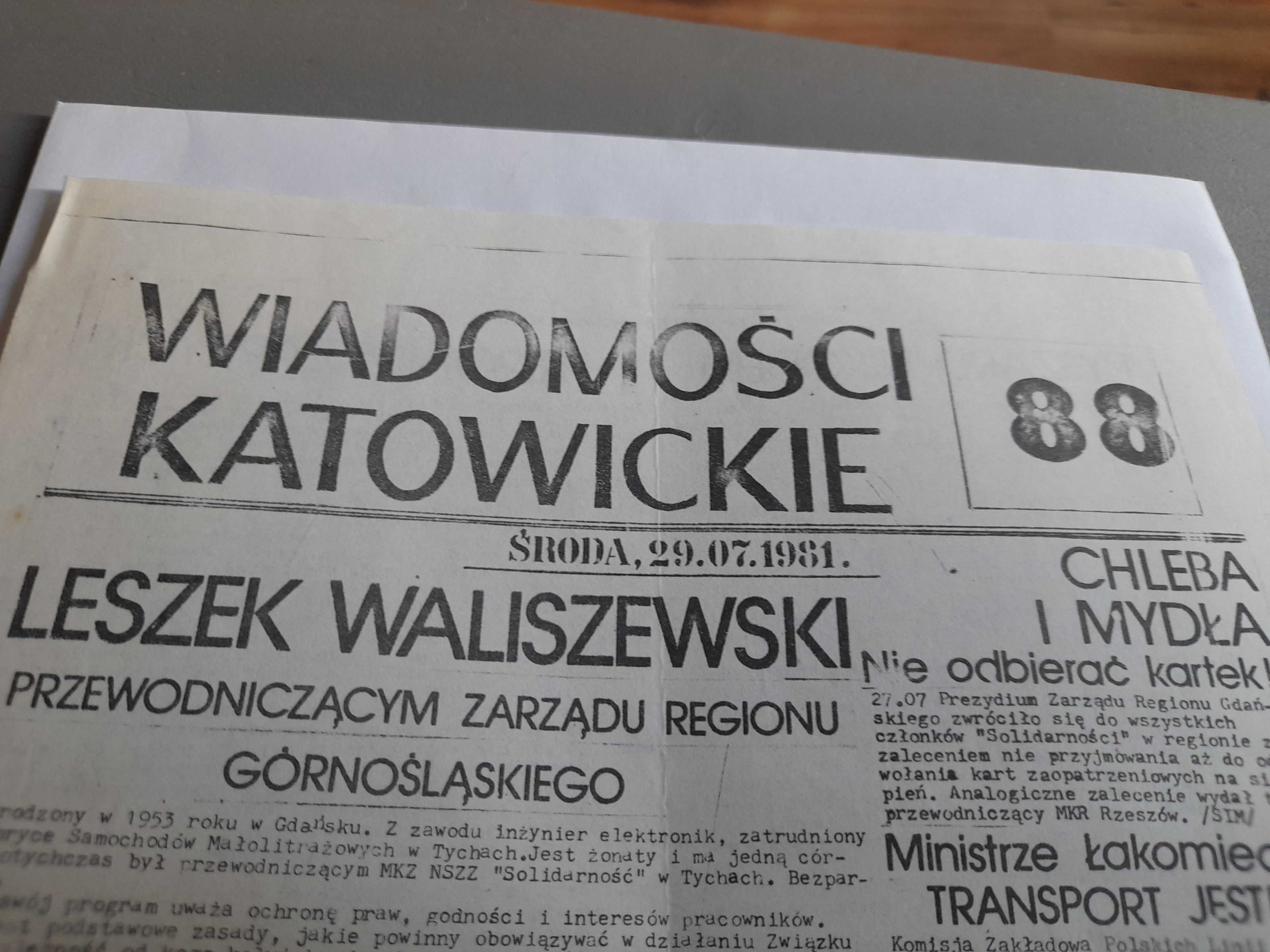 Wiadomosci Katowickie 88. Solidarność 19.07.1981.