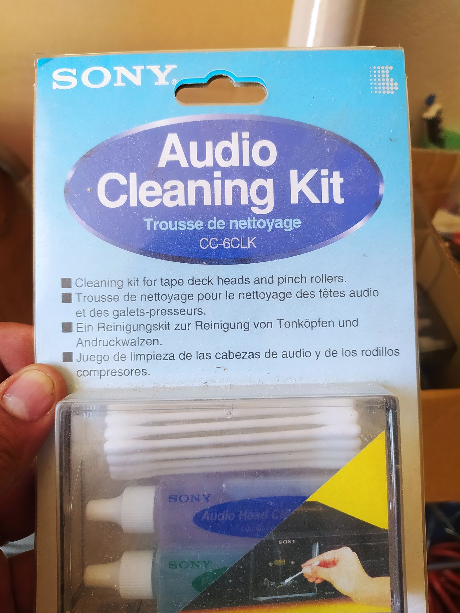 New Old Stock Sony Kit limpeza cabeças audio leitor de cassetes