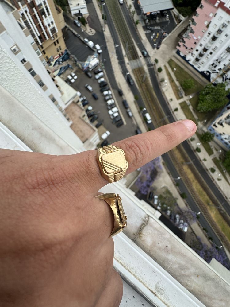 Anel ouro 19k bom preco