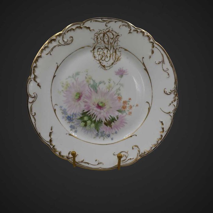 Antyczny talerz porcelanowy z motywem kwiatowym secesja  b5/102554