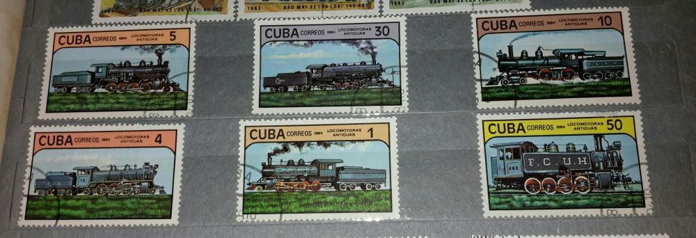 Марки коллекционные CUBA Correos Locomotoras Antiguas 1984 г.