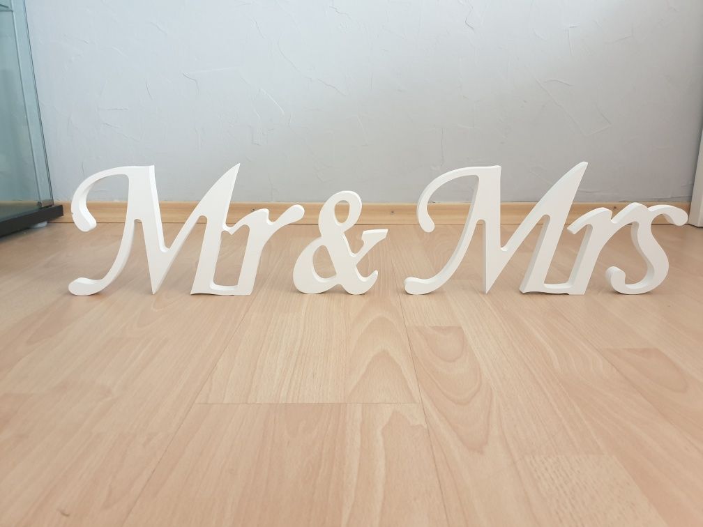 Drewniane litery Mr&Mrs 3D ślub dekoracja