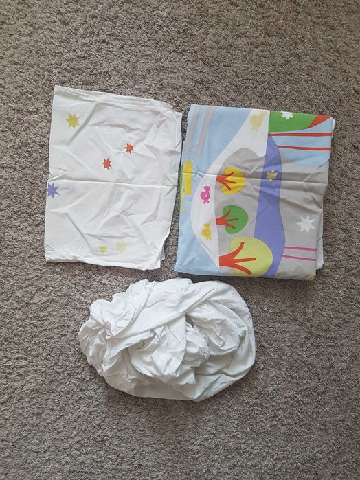 !STAN BDB! Komplet pościeli dla dziecka 110x125/35x55cm+prześcieradło