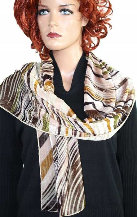 G8 GALITZINE Aksamitny Szal Jedwab 34x160