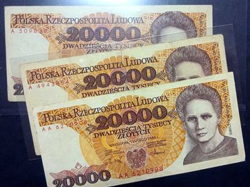 Banknoty PRL 20.000 zł seria A