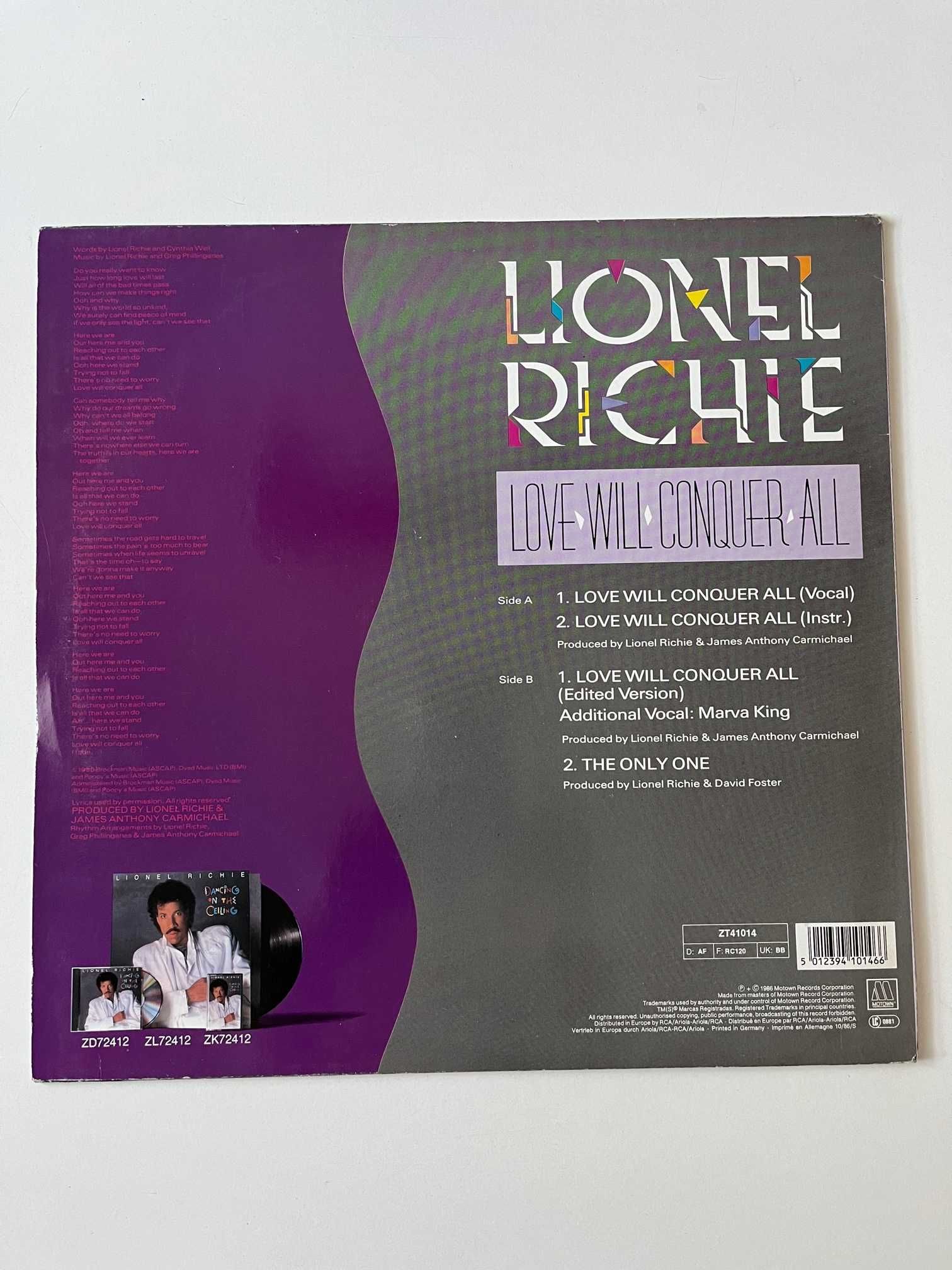 Lionel Richie Love Will Conquer All 1986 winyl