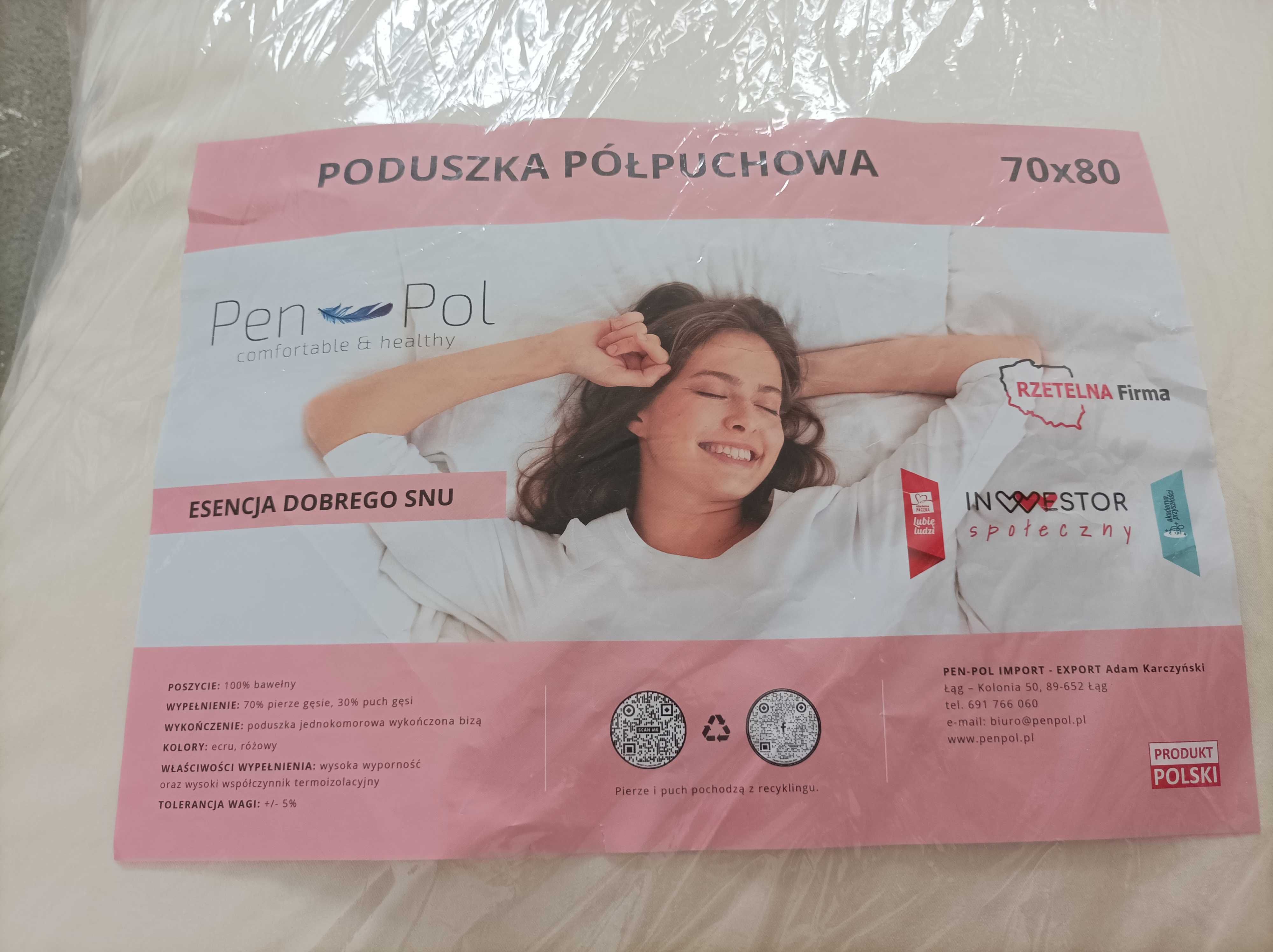 Poduszka półpuchowa 70x80 kremowa