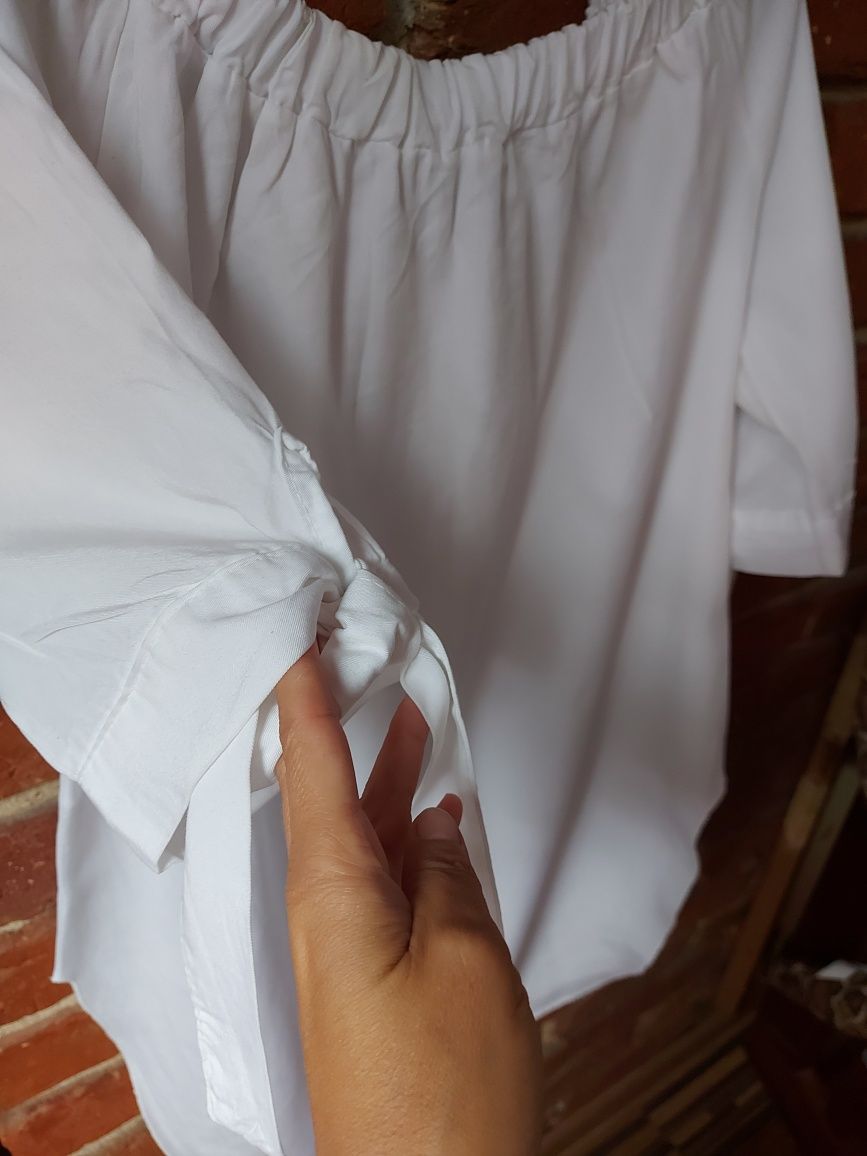 Biała bluzka tunika na lato hiszpanka