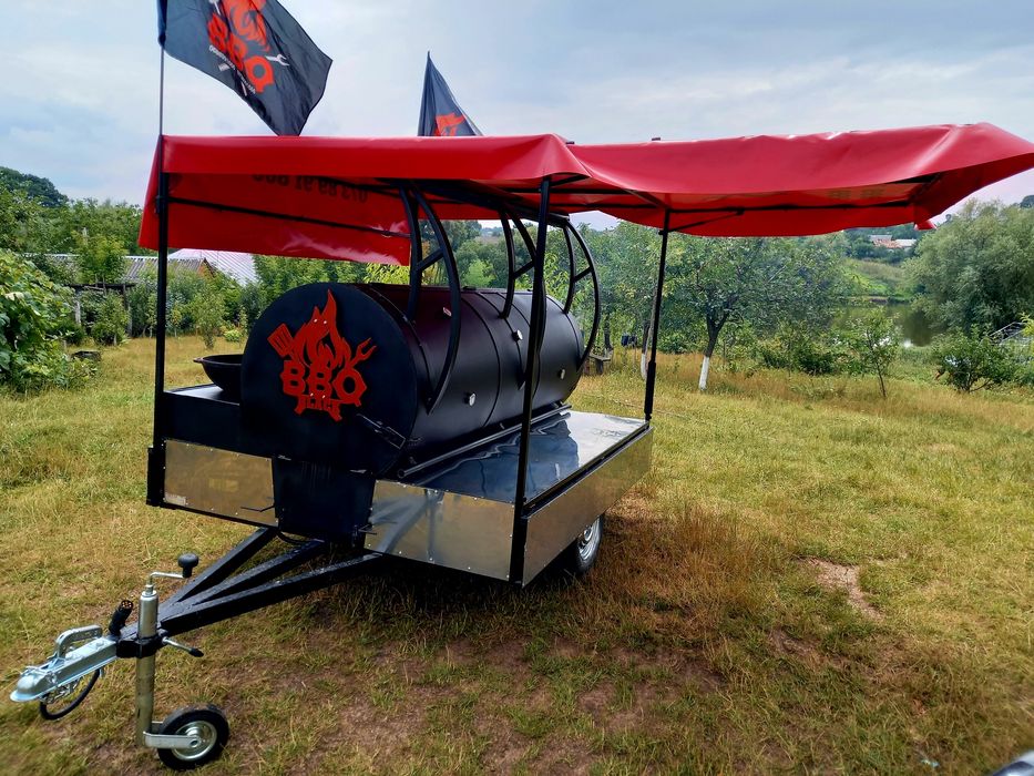 BBQ Smoker Мангал коптільня смокер барбекю бочка на колесах причіпі