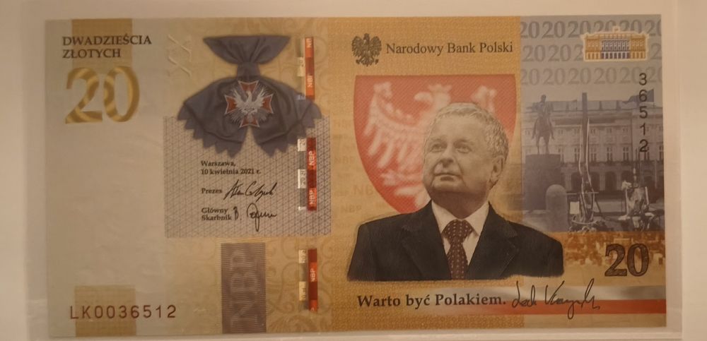Banknot 20 zł. Lech Kaczyński. Wyprzedaż. Okazja.