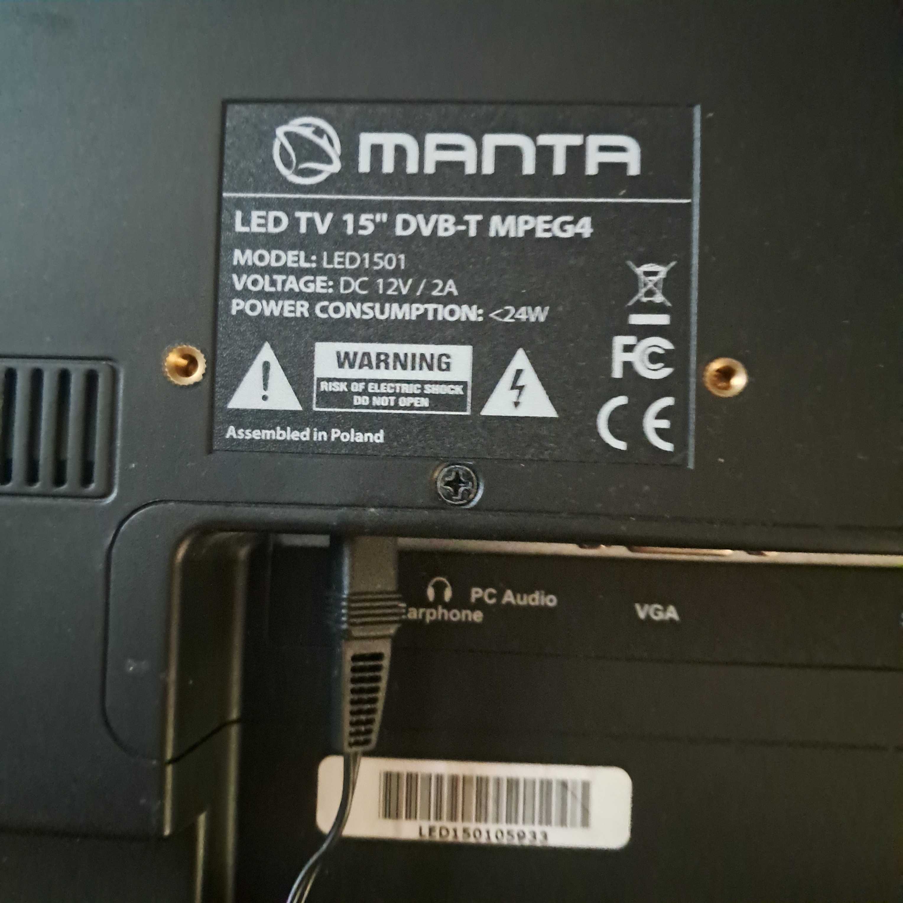 Telewizor 15 cali MANTA 12v samochodowy plus antena - kamper WYSYŁKA!