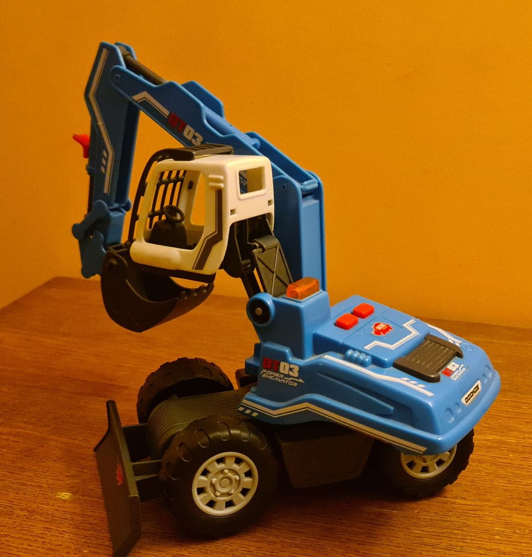 Koparka Dickie Toys. Sygnał świetlny i dźwiękowy. Ruchome ramię.