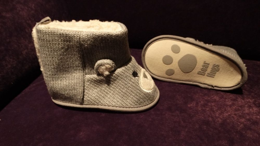 PRIMARK BUTY szare myszki plusz wkładka 11,5 cm 9-12 m-cy NOWE