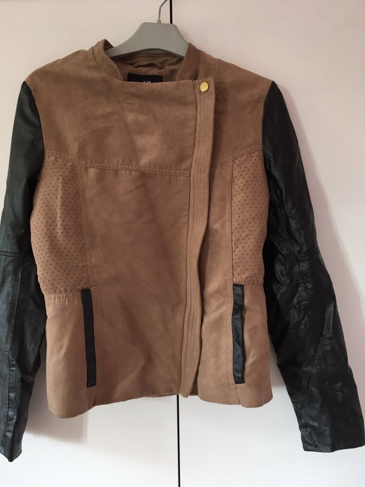 Kurtka h&m 36 s ramoneska zamszowa skórzane rękawy