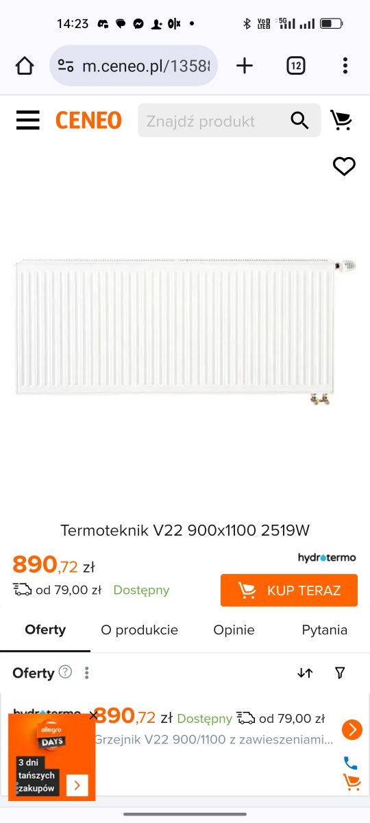 Grzejnik termoteonik V2  2519W