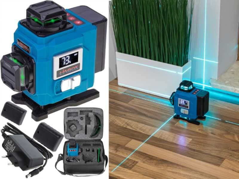 Laser Budowlany Poziomnica Laserowa 360 Zielony Laser 4D NOWY