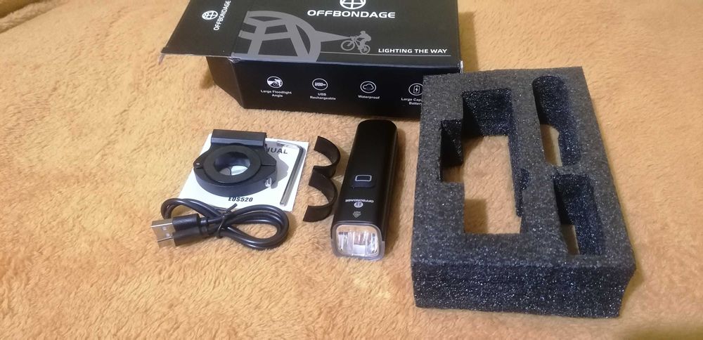 Latarka rowerowa OFFBONDAGE 1000LM, nowa, pełen komplet, Power Bank