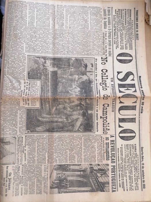 O Século A REVOLUÇÃO de 1910 Portugueza Jornal Completo e ORIGINAL