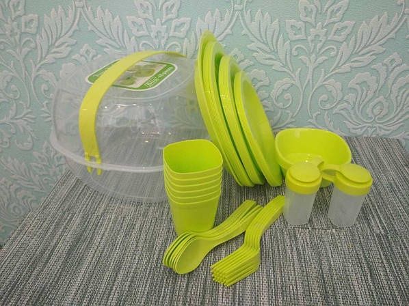 Набір посуду для пікніку барбекю пластик пластмасовий посуд