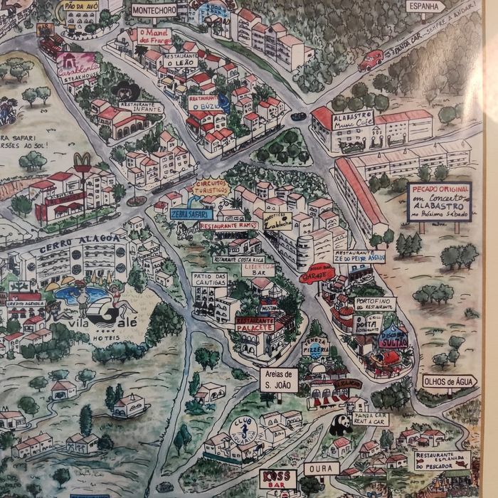 Quadro "ilustração, vista aérea de Albufeira" Anabela Costa 1999