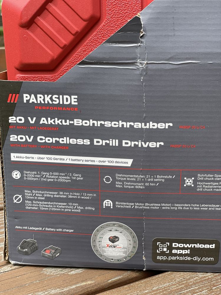Акумуляторний дриль-шуруповерт PARKSIDE PERFORMANCE PABSP 20-LI C4