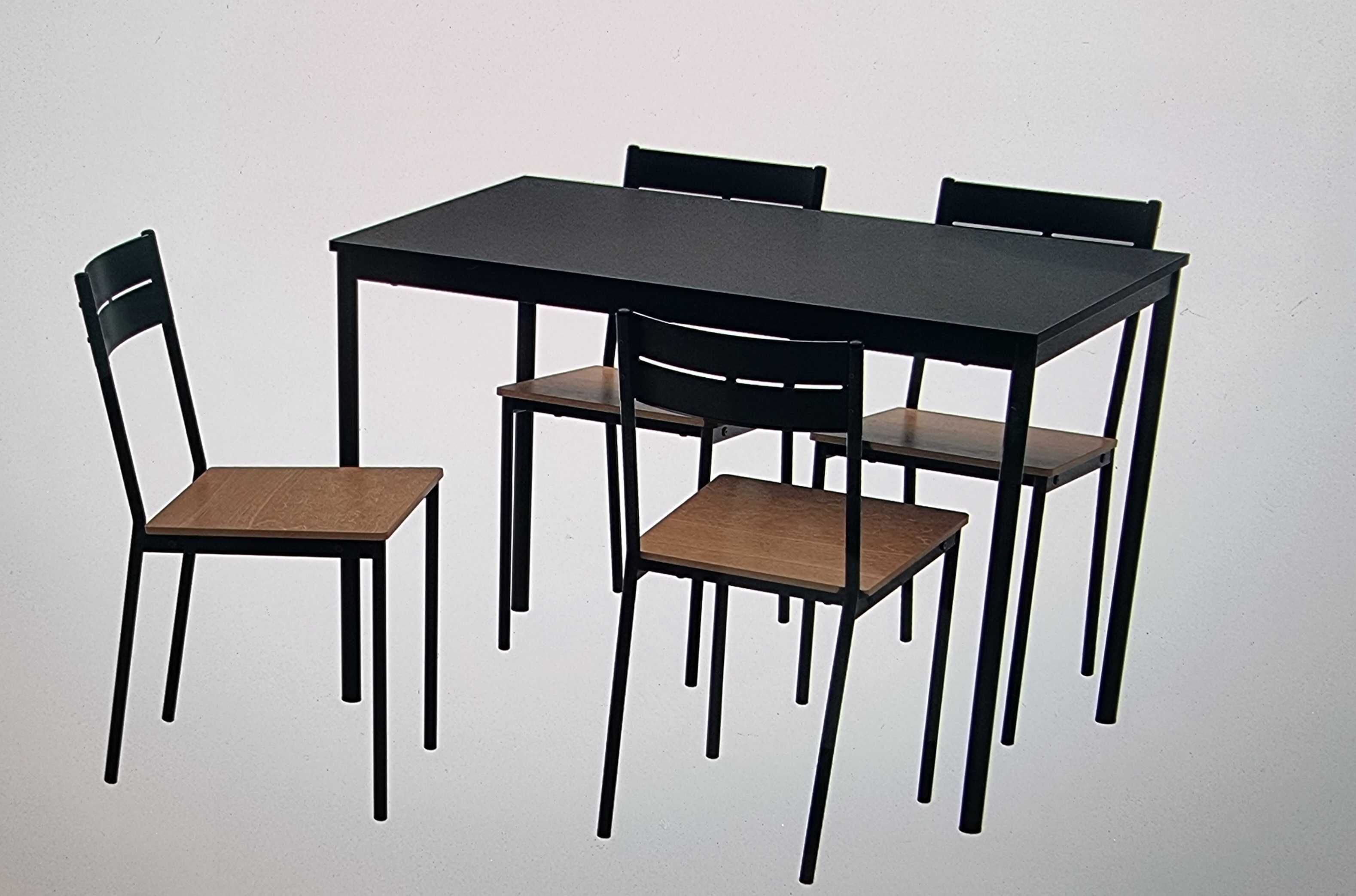 IKEA (SANDSBERG) Table & chairs, black/black and brown, 110x67 cm