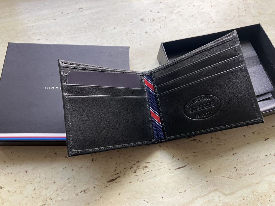 TOMMY HILFIGER nowy skórzany portfel na karty  + bankoty Nowy