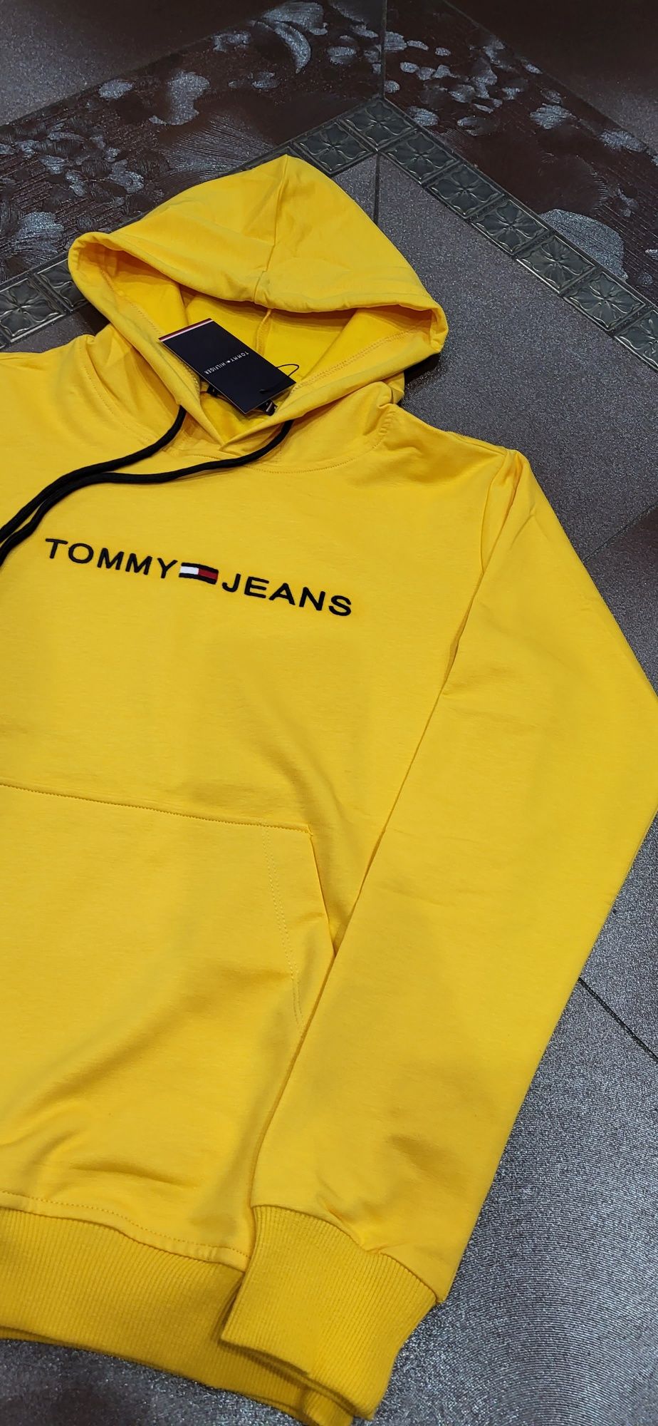 TH Tommy żółta bluza dresowa z kapturem bawełna premium damska M