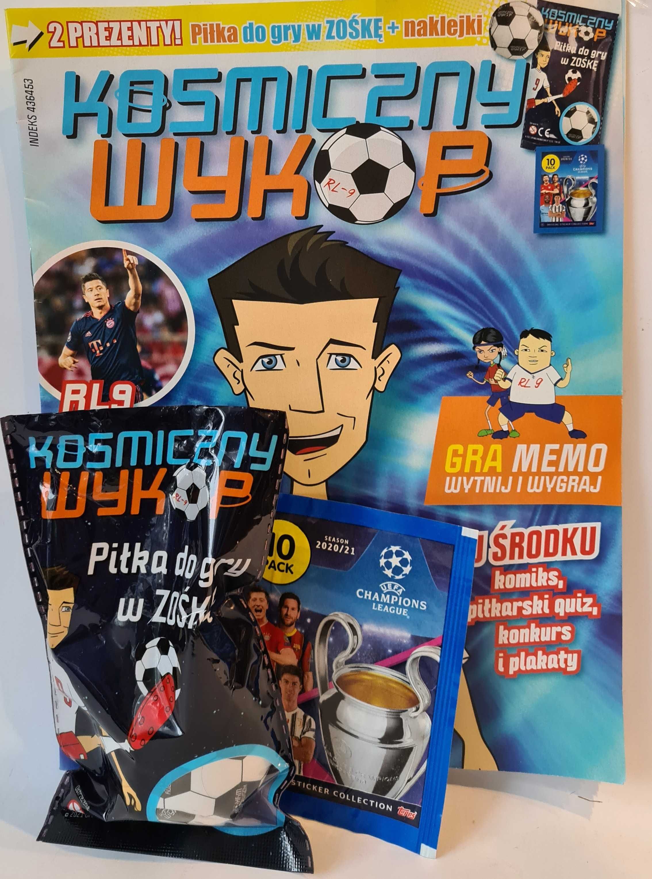 zestaw NOWY magazyn Kosmiczny wykop +piłka+ naklejki Euro piłka