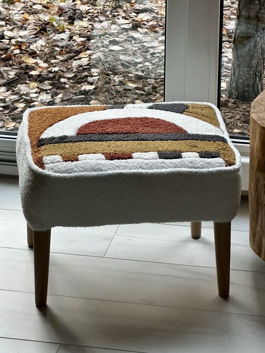 Podnóżek vintage lata 60, luksusowa bouclè