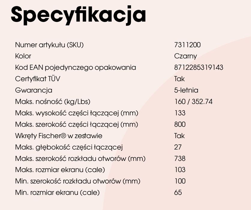 Płyta mocująca monitora Vogel's PFW 5808 - od 65 cali wzwyż