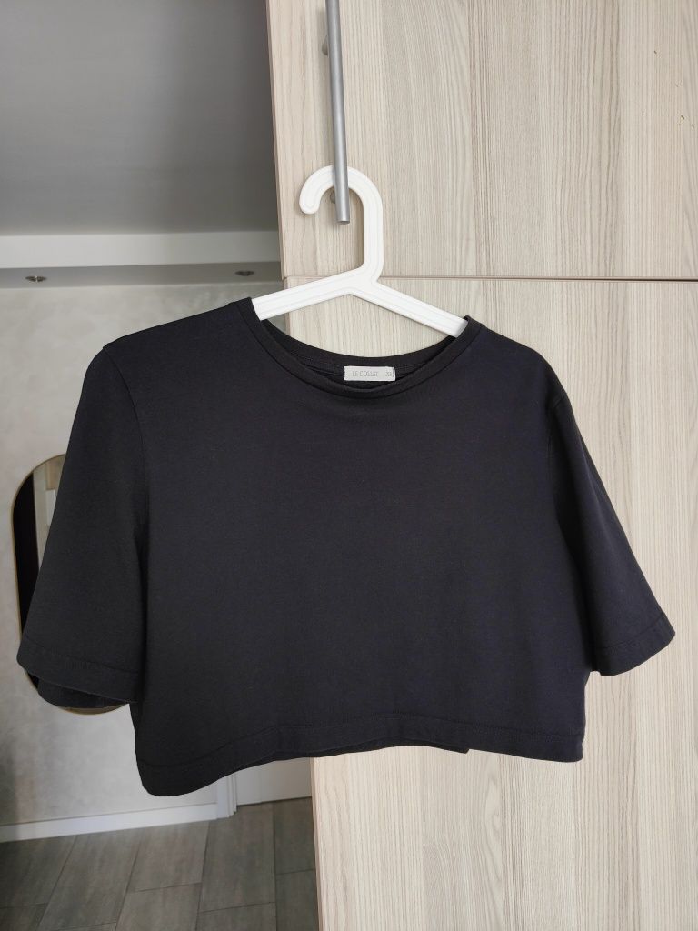 Czarny bawełniany crop top, Marc Black, Le Collet, r.xS