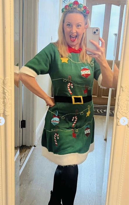 Новогоднее вязаное платье помощница санта клауса гном эльф primark