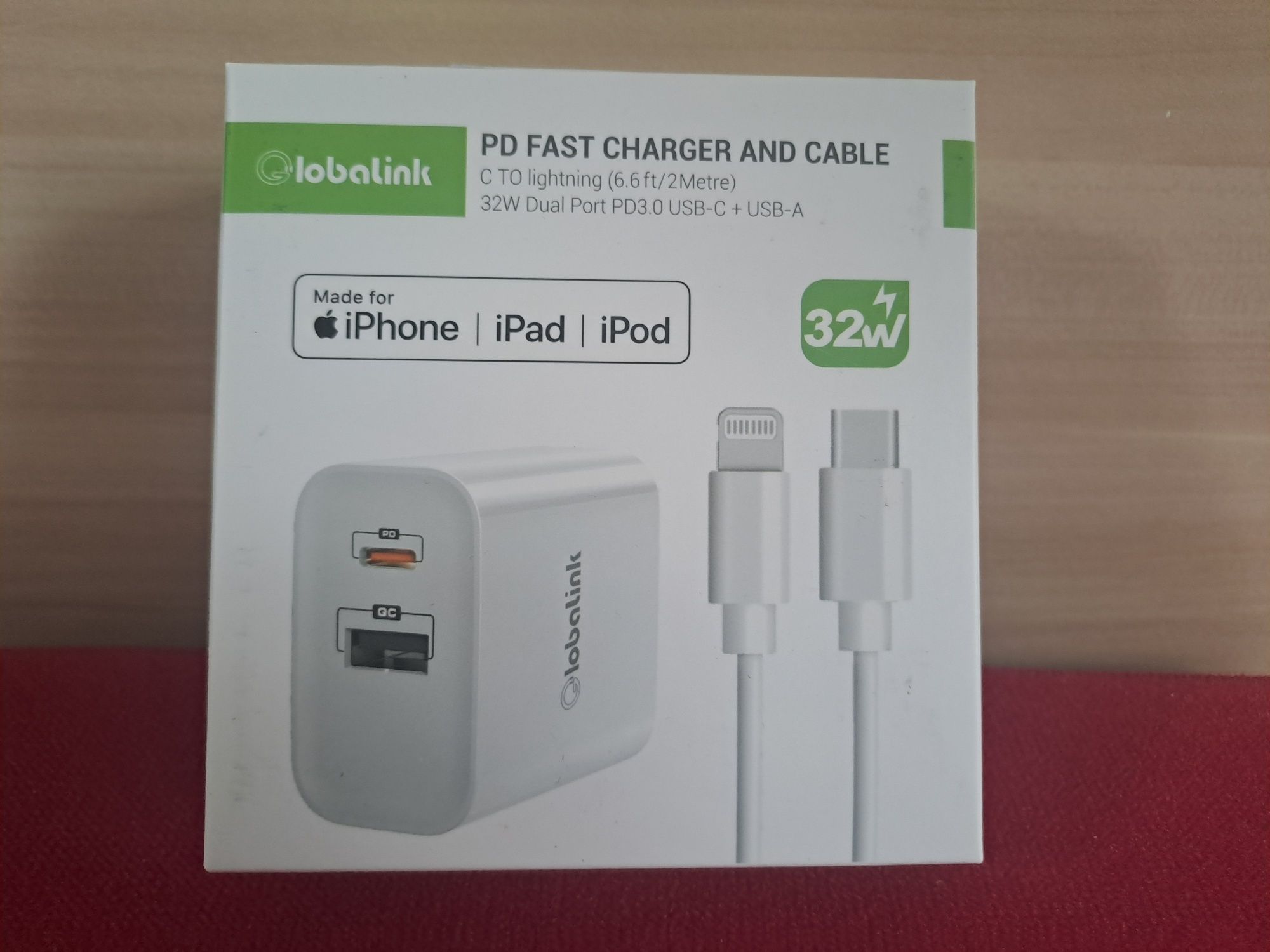 Szybka ładowarka 32 W do iPhone’a GlobaLink 2 porty USB-C z kablem