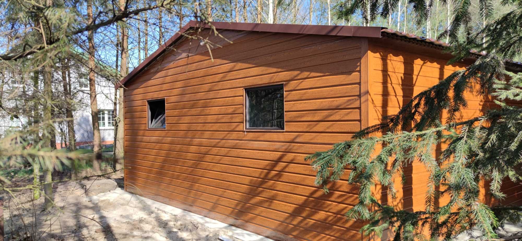 Nowoczesny Garaż  6x5.8 6x6 6x5 7x6 Złoty Dąb Orzech