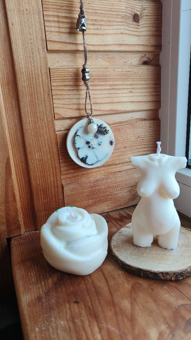 Свічка троянда біла соєва