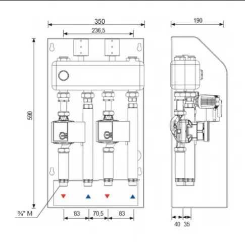 WOMIX MIX-BOX 3 z 2 grupami z pompami Grundfos UPM3 AUTO L