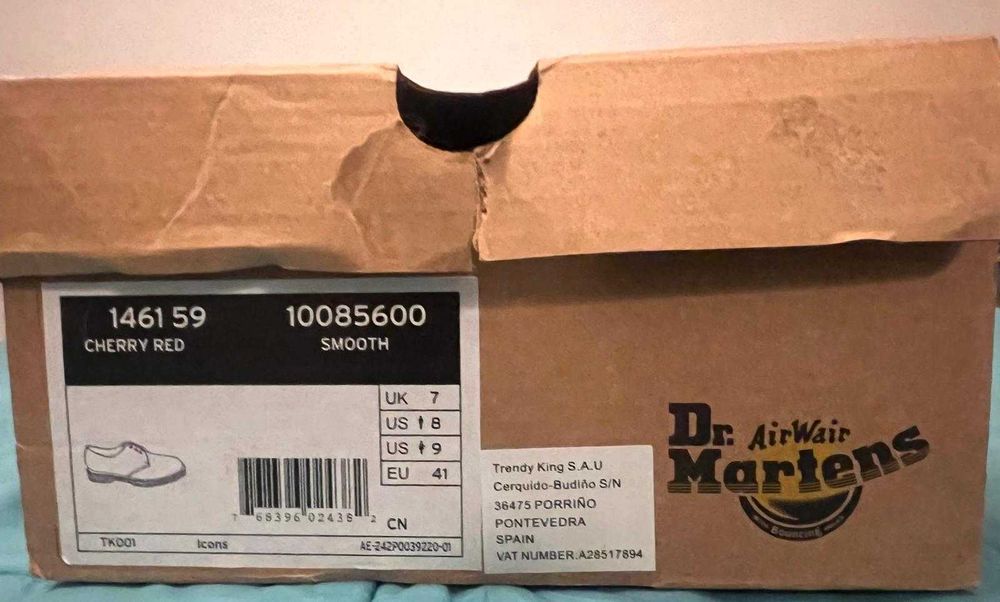 Dr. Martens 1461 Cherry Red – Tamanho 41 – Como Novos - Caixa Original